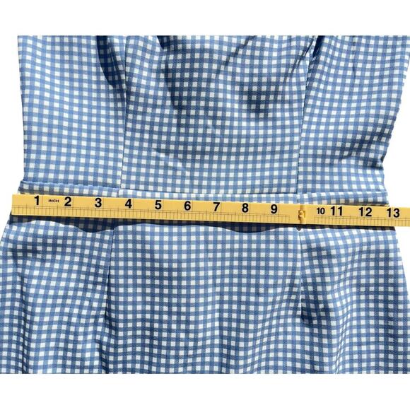 French Connection Whisper Tie-Back Gingham Mini Dress Blue White Check - Size 4 - Picture 7 of 13